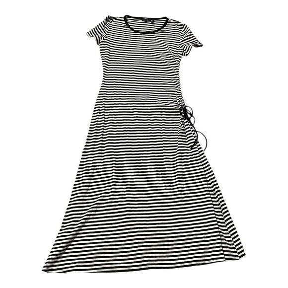 Theory Striped Short Sleeve Dress - Medium - Grey & White - Casual - Picture 1 of 16
